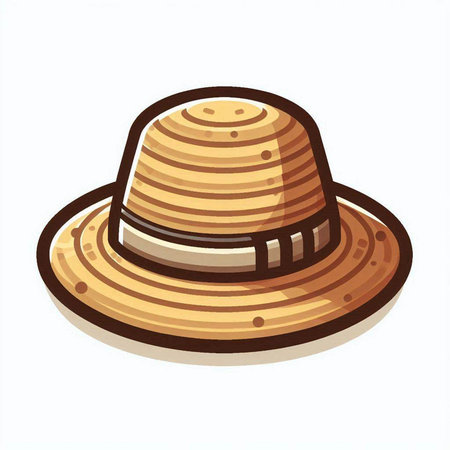 Illustration of a straw hat isolated on a white background - vectorのイラスト素材