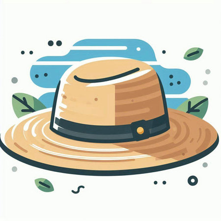 Illustration of a straw hat on a white background. Vector illustrationのイラスト素材