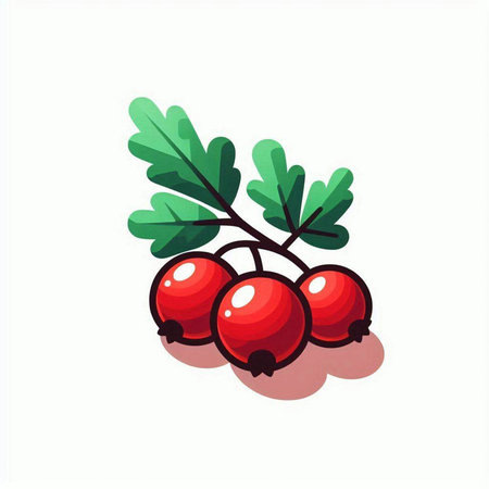 Ripe red currant berries with green leaves. Vector illustration.のイラスト素材