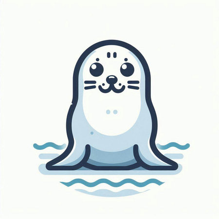 Cute cartoon seal. Vector illustration in flat style on white background.のイラスト素材
