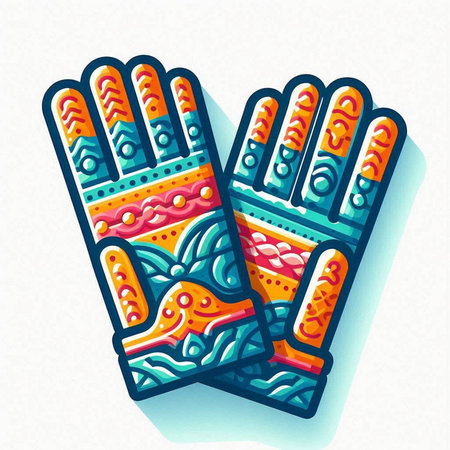 Hands with abstract patterns. Vector illustration. Colorful hand drawn illustration.のイラスト素材