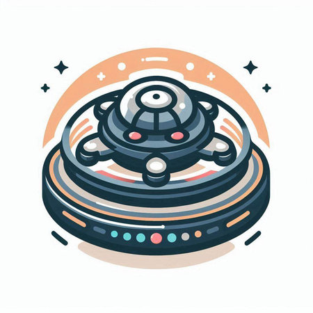 Alien spaceship. Vector illustration. Isolated object on white background.のイラスト素材