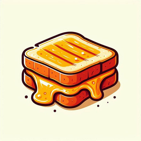 Illustration of a slice of bread with honey. Vector illustration.のイラスト素材