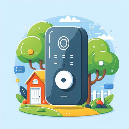 Vector illustration of smart speaker in flat style. Smart home concept.のイラスト素材