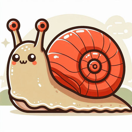 Cute cartoon snail. Vector illustration isolated on a white background.のイラスト素材