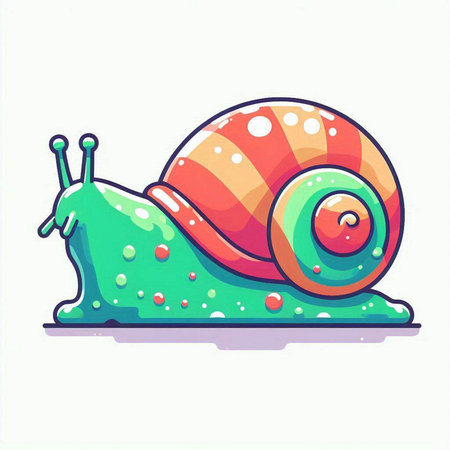 Cartoon snail isolated on white background. Colorful vector illustration.のイラスト素材