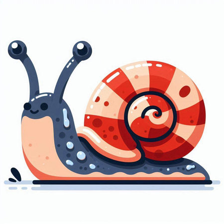 Snail on a white background. Vector illustration in cartoon style.のイラスト素材