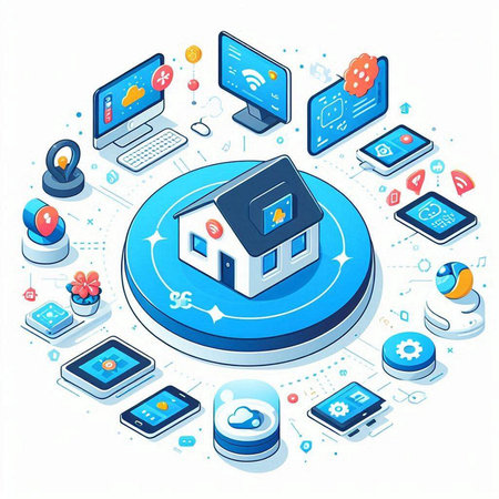 Isometric 3D vector concept of smart home and internet of thingsのイラスト素材