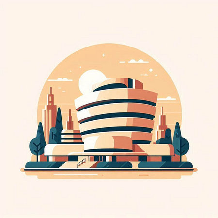 Modern city landscape with skyscrapers in flat style. Vector illustration.のイラスト素材