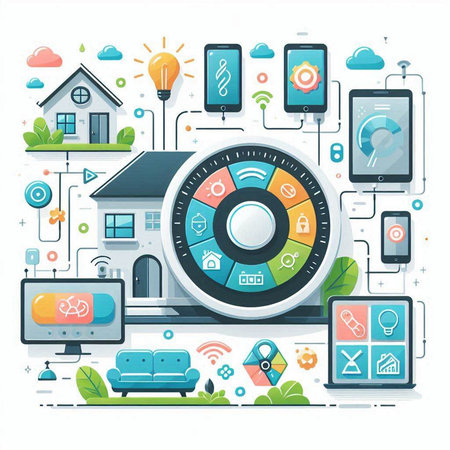 Smart home and internet of things concept. Vector illustration in flat styleのイラスト素材