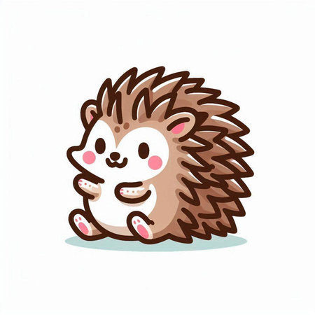 Cute cartoon hedgehog isolated on white background. Vector illustration.のイラスト素材