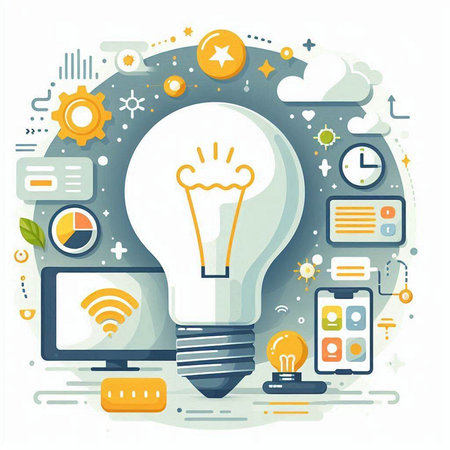 Flat design modern vector illustration concept of creative thinking and innovative solutions.のイラスト素材