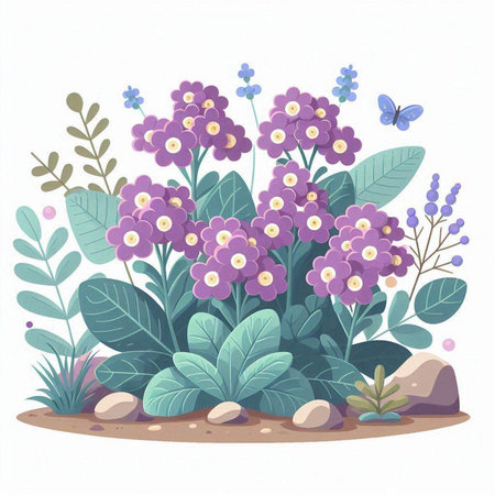 Flower garden vector illustration. Isolated on a white background.のイラスト素材