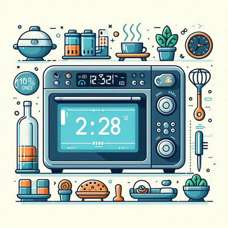 Kitchen appliances icons set. Vector illustration in thin line style.のイラスト素材