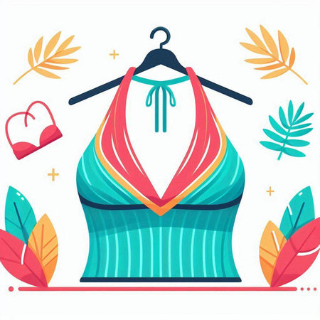 Womens swimsuit on a hanger. Vector illustration.のイラスト素材