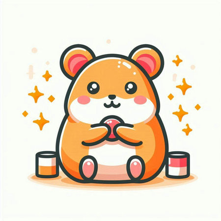 Cute hamster character vector illustration. Cute cartoon hamster character.のイラスト素材
