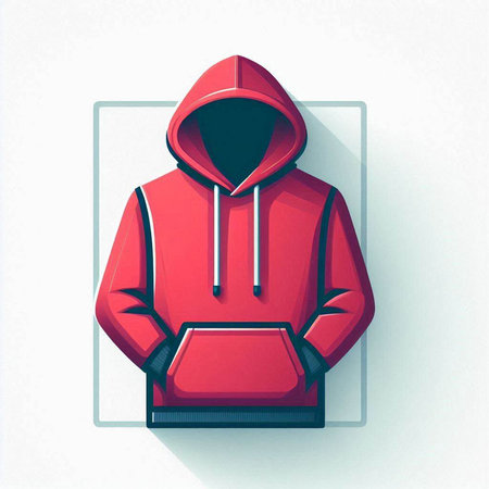 Red hooded sweatshirt on a white background. Vector illustration.のイラスト素材