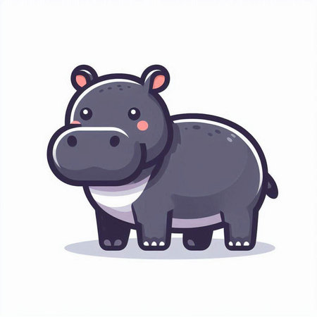 Cute hippo isolated on a white background. Vector illustration.のイラスト素材