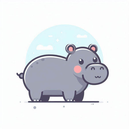 Cute hippo character. Vector illustration in flat cartoon style.のイラスト素材