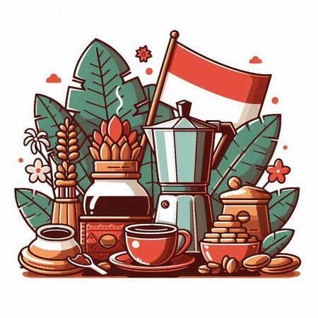 Coffee set. Vector hand drawn illustration on white background.のイラスト素材