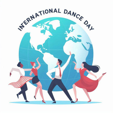 International Day of Democracy concept. Vector flat cartoon illustration of people dancing around the world.のイラスト素材