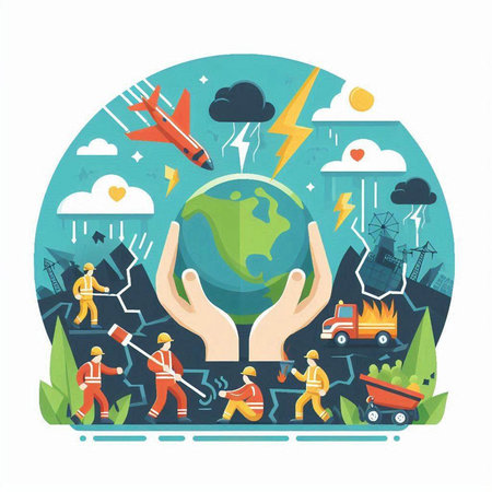 Earth day concept. Flat illustration of earth day vector concept for web designのイラスト素材