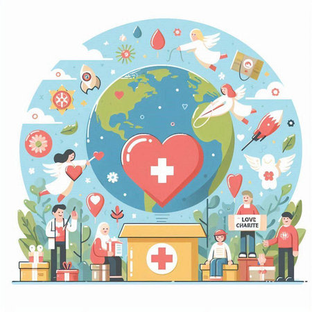 Flat design concept of World Blood Donor Day. Vector illustrationのイラスト素材