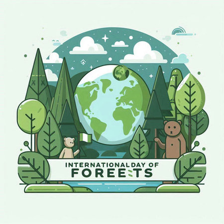 International Day of Forests in flat style. Vector Illustration.のイラスト素材