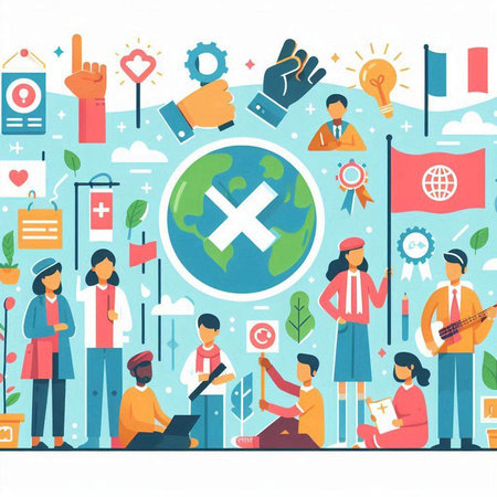 People around the world. Flat design vector illustration concepts for web banners and printed materials.のイラスト素材