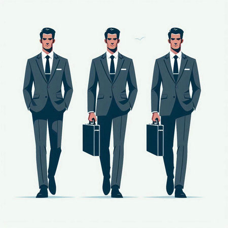 Vector illustration of a businessman in a suit with a briefcase.のイラスト素材