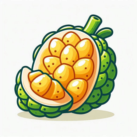 Custard apple fruit vector illustration isolated on white background. Custard apple icon.のイラスト素材