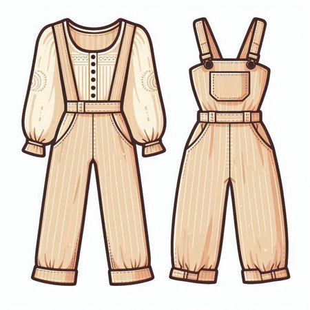 Baby jumpsuit for boy and girl. Vector illustration in sketch styleのイラスト素材