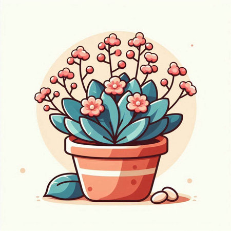Flowerpot with succulent. Vector illustration in cartoon style.のイラスト素材