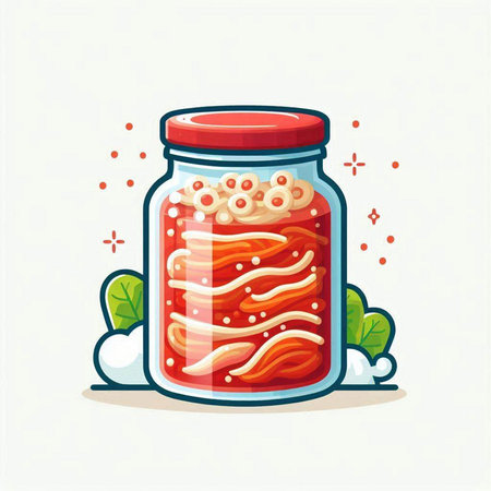 Vector illustration of a jar of salted salmon salad in cartoon styleのイラスト素材