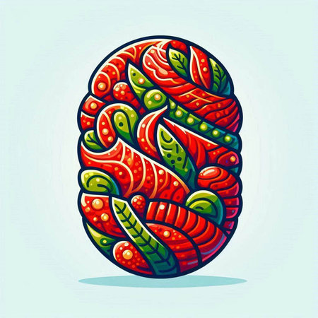 Easter egg with a pattern of colored eggs. Vector illustration.のイラスト素材