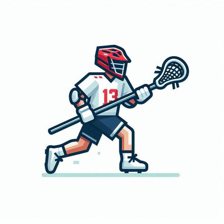 Lacrosse player with ball, vector illustration on white background.のイラスト素材