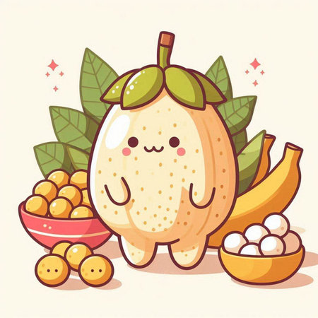 mango fruit character vector illustration design. cute mango fruit vector illustration designのイラスト素材