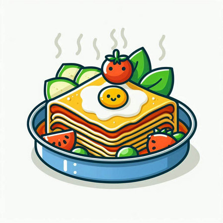 Vector illustration of a stack of pancakes in a frying pan on a white backgroundのイラスト素材