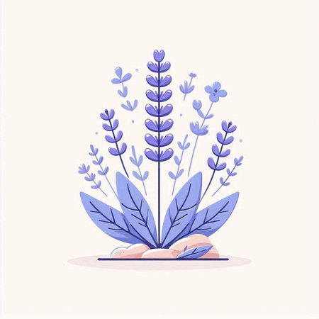 Lavender flowers. Vector illustration in a flat style on a white background.のイラスト素材