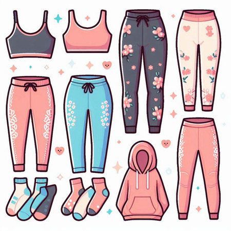 Set of different pajamas. Vector illustration in cartoon style.のイラスト素材
