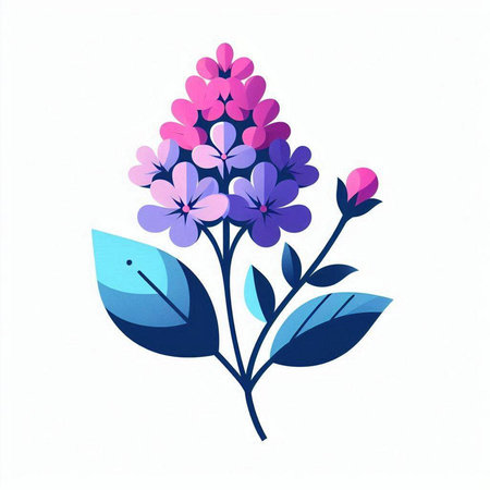 Illustration of a bouquet of purple flowers on a white backgroundのイラスト素材