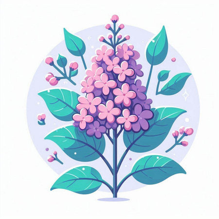 Flowering lilac on a white background. Vector illustration.のイラスト素材