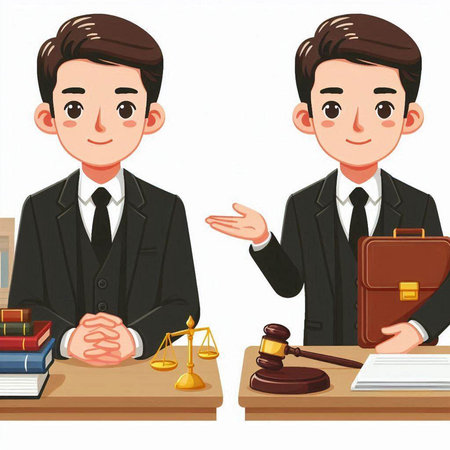 Lawyer cartoon character. Illustration on white background for your designのイラスト素材