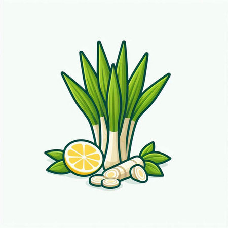 lemon and green onion. vector illustration of a healthy food.のイラスト素材