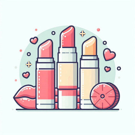 Lipstick line icon. Colorful vector illustration in flat styleのイラスト素材