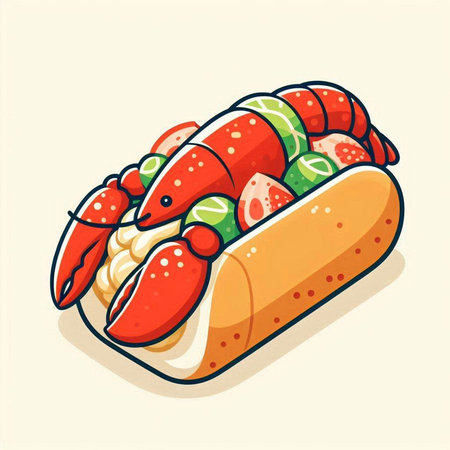 Illustration of a hot dog on a white background. Vector illustrationのイラスト素材