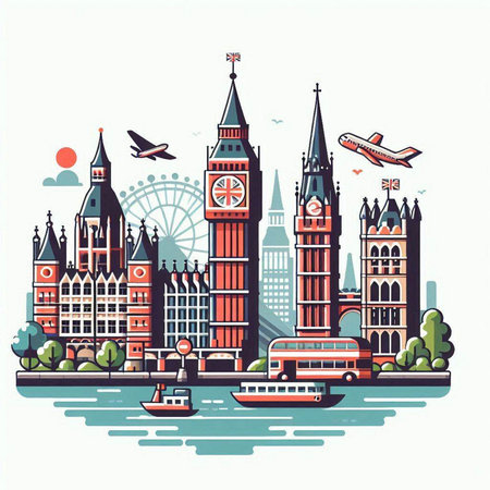 Big Ben, London, United Kingdom. Vector illustration in flat styleのイラスト素材