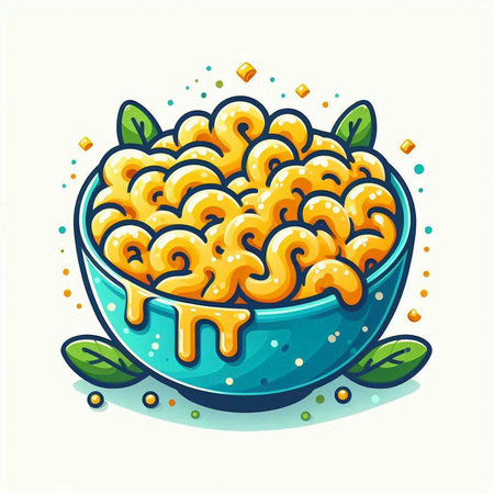Bowl of macaroni or macaroni. Vector illustration.のイラスト素材