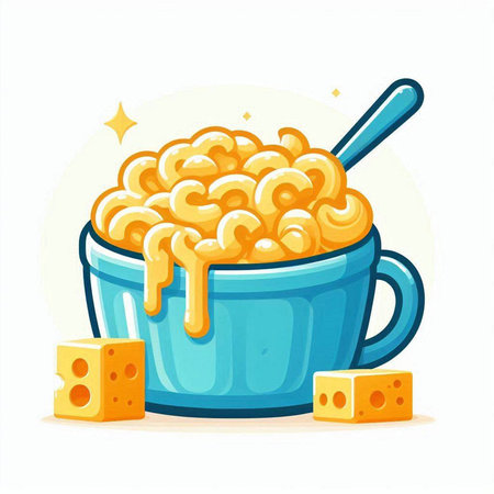 Cereal with cheese and spoon. Vector illustration in cartoon styleのイラスト素材