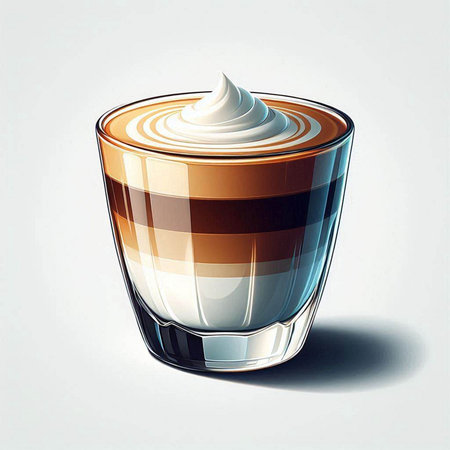 Vector illustration of a glass of cappuccino with whipped creamのイラスト素材